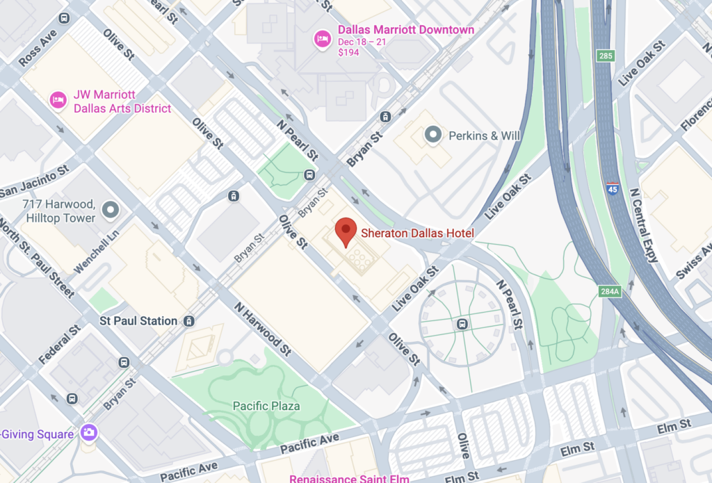 Map to Sheraton Dallas Hotel